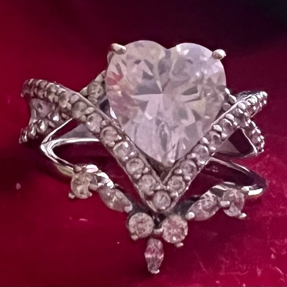 BBJ .925 Heart Cut CZ Ring Set - Picture 4 of 4